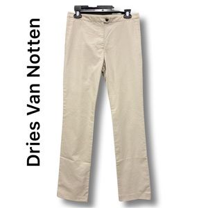 Dries Van Noten cream straight leg stove pipe cotton pants
